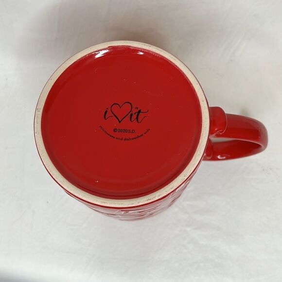 I❤️IT 2020 Red White Hearts Coffee Tea Cocoa Mug 22 Oz 4 In Round 4 1/2 In Tall - Picture 4 of 6